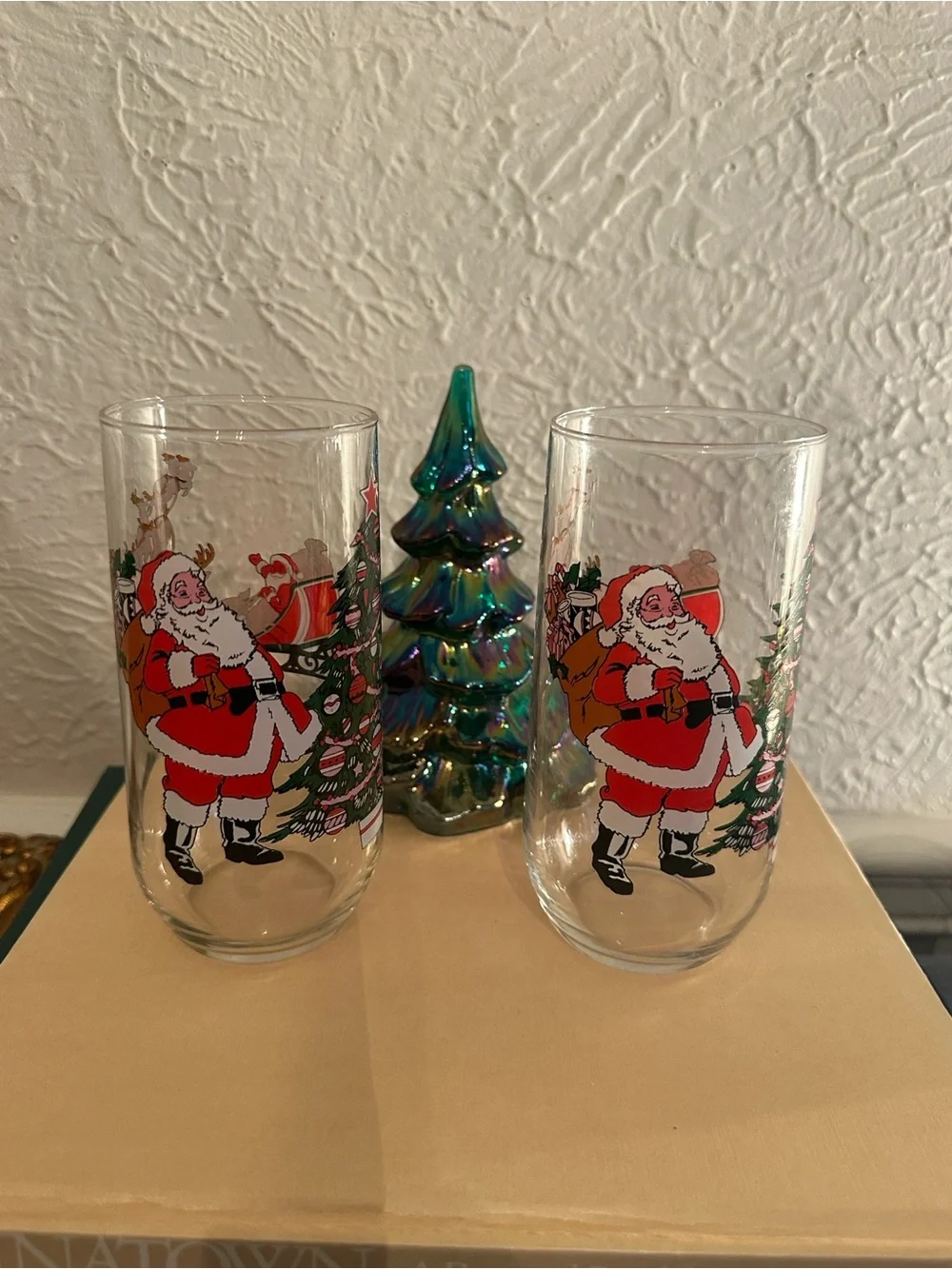 Vintage Christmas Glass Tumblers Set of 2